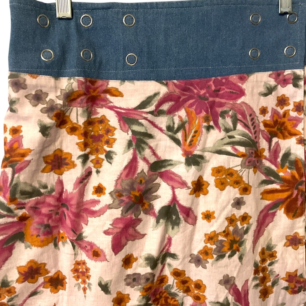 Sandra Maria Reversible Wrap Skirt Floral Artist Print Denim Waist Mini SZ L/XL - Picture 5 of 7